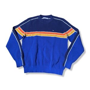 Outerknown Men's Blue and Orange Crewneck Sweater